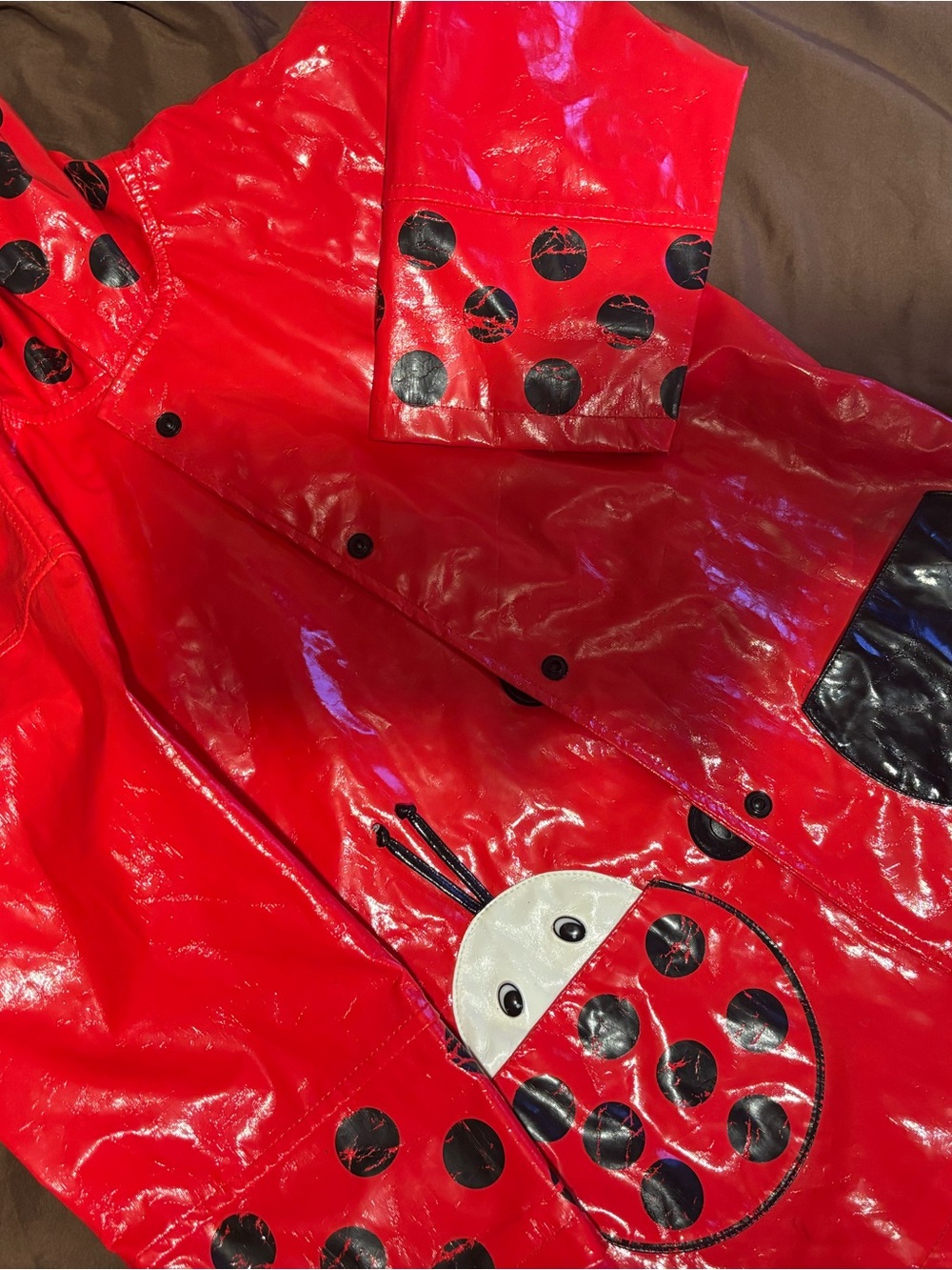 Kidorable Red and Black Kids Raincoat with Ladybug Design